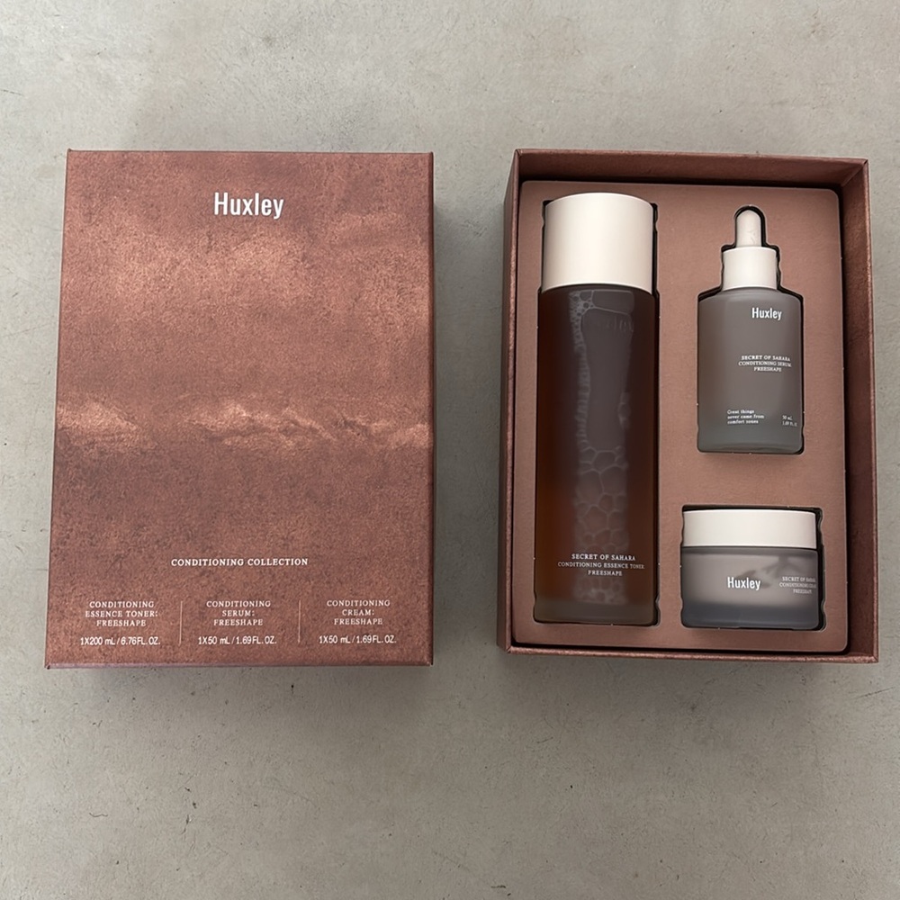 KBeauty HUXLEY Skincare Conditioning Collection essence toner, serum & cream